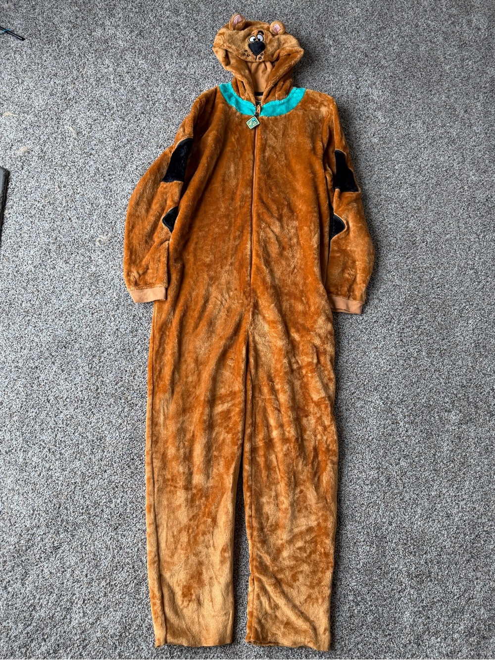 Scooby-Doo Plush Hooded One Piece Pajama Costume Onesie Fleece Adult Large